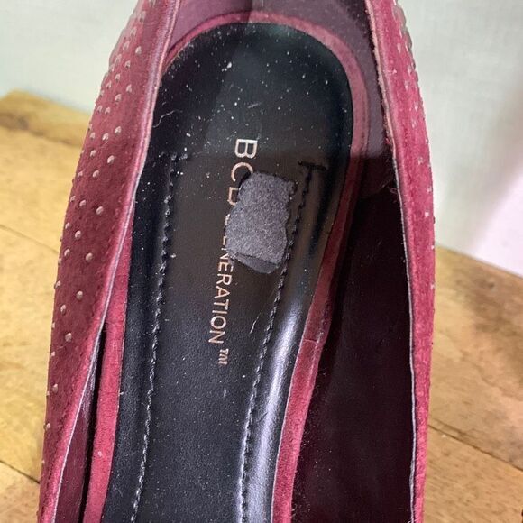 BCBGeneration studded party pumps maroon high heels glam runway - Picture 3 of 11